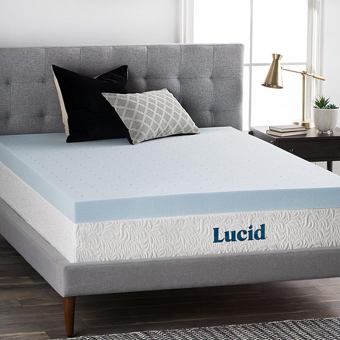 LUCID 4 Inch Gel Memory Foam Mattress Topper-Ventilated Design-Ultra Plush-Twin