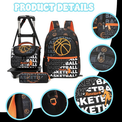 Rolling Backpack for Kids 8-12 Boys Backpack with Wheels for School Backpacks for Boys Kids Backpacks for Elementary Middle School Student