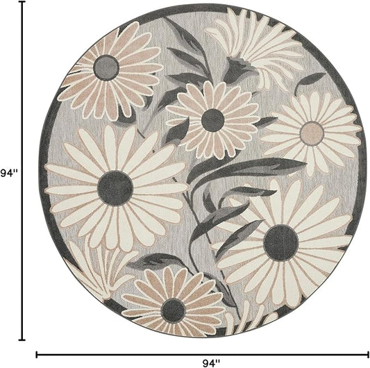 Nourison Home Aloha Beige 7'10" x Round Area Rug - Easy Clean, Non Shedding, Bed Room, Living Room, Dining Room, Kitchen (8' x Round)