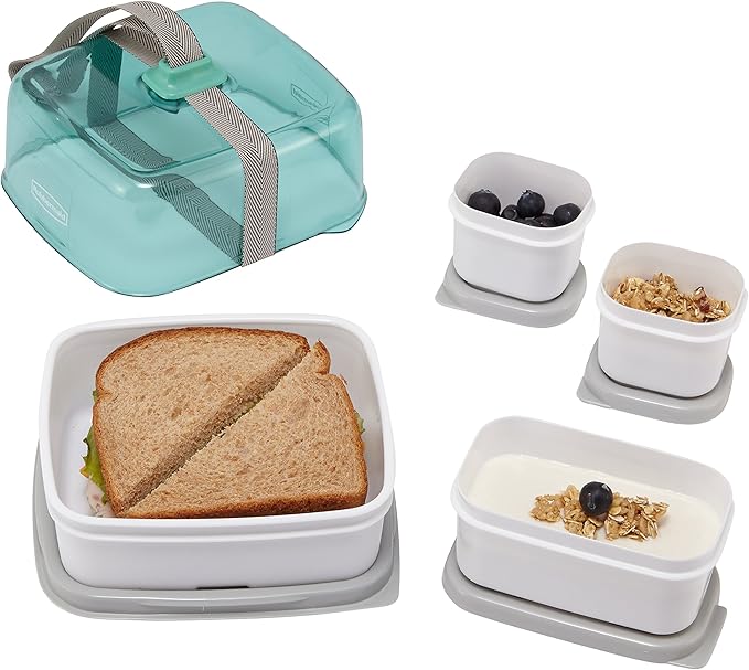 Rubbermaid Fasten + Go Sandwich Kit, Sea Foam Green, 4-Piece Set