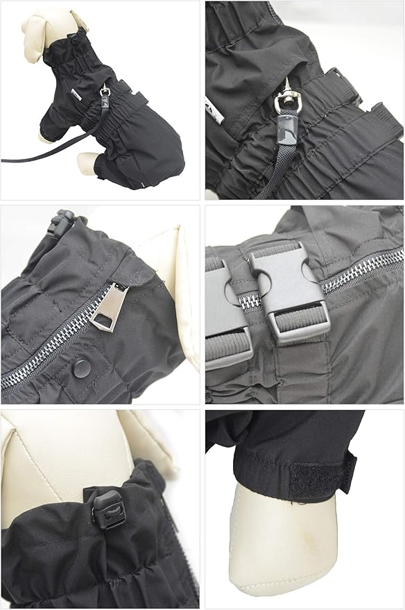 Dogs Waterproof Jacket, Lightweight Waterproof Jacket Reflective Safety Dog Raincoat Windproof Snow-Proof Dog Vest for Small Medium Large Dogs Black XL