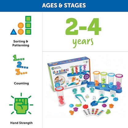 Learning Resources Silly Science Fine Motor Sorting Set - 55 Pieces, Age 3+ Educational Toy, Preschool Fine Motor Skills, PreK Manipulatives