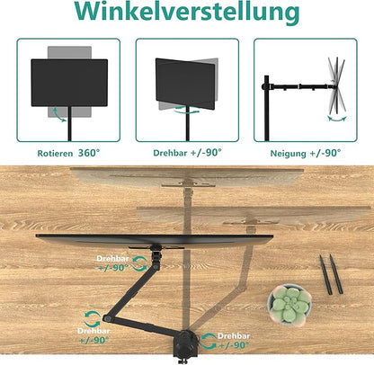 WALI Monitor Arm Mount for Desk, Single Extra Tall Computer Desk Mount, Monitor Bracket Mount Stand Single, up to 32 inch, 22 lbs (M001XL), Black