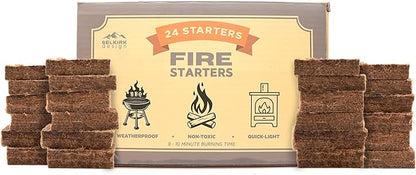 Fire Starters ??24-Pack | Non-Toxic, Odorless & Weatherproof Fire Starters for Camping, Fireplace, BBQ, Wood Stove & Grill | Easy Light, Long Burning 8??0 Minutes