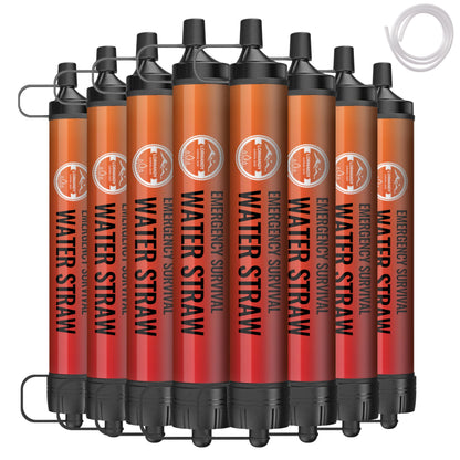 Lormandy Straw Water Filter 8 Pack - Outdoor Camping & Hiking Survival Gear