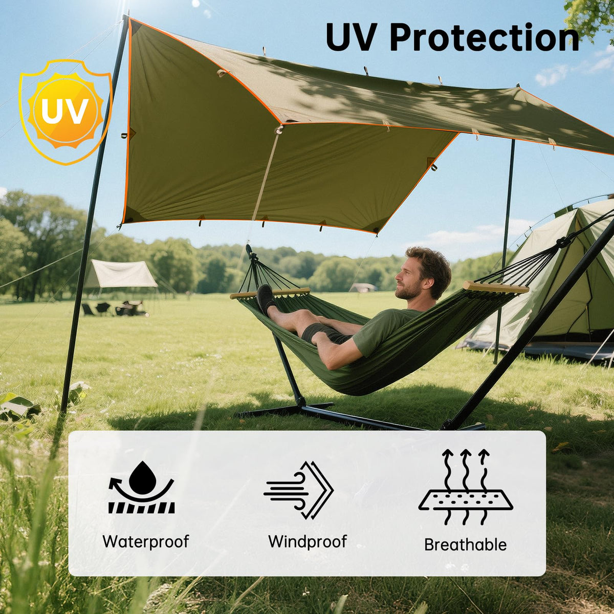 FREE SOLDIER Camping Tarp - 10 x 13ft, Waterproof, Brown