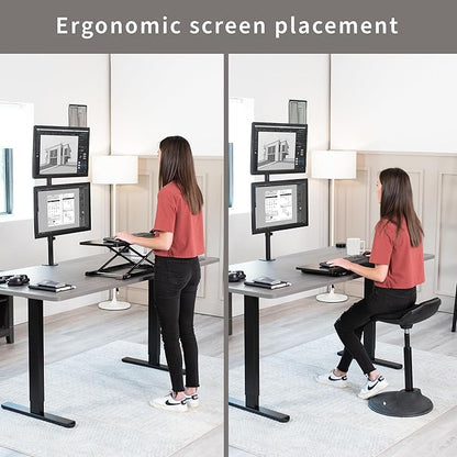 VIVO Dual Vertically Stacked Monitor Desk Mount, Extra Tall Adjustable Stand for 2 Ultrawides up to 34 inches, 22 lbs Capacity, Black, STAND-V002T