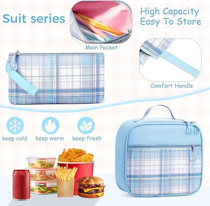 School Backpack for Girls - 5PCS Girls Backpack with Lunch Box Set for Elementary, Middle and High School Students - 18" Large Capacity School Bookbag with Multiple Pockets