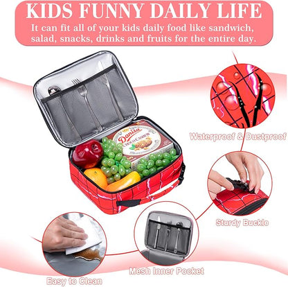 Insulated School Lunch Bag for Boys Lunch Box for Kids for 3 4 5 6 7 8 9 10 11 12 Toddler Reusable Freezable Small Cooler Bag for Back to School for Elementary Kindergarten Primary