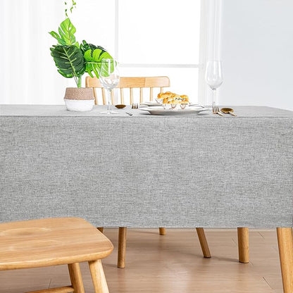 Hiasan 2 Pack Faux Linen Rectangle Tablecloth - Wrinkle and Stain Resistant Washable Table Cloth for Kitchen Dining Room Holiday Table Cover for Party Dinner, Light Grey, 30 x 60 Inch