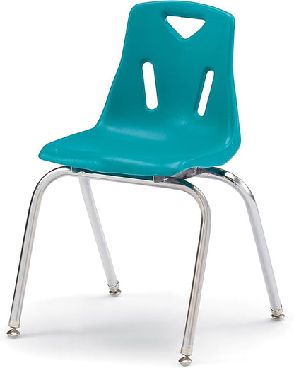 Jonti-Craft Berries 8148JC1005 Stacking Chair with Chrome-Plated Legs, 18" Height, Teal