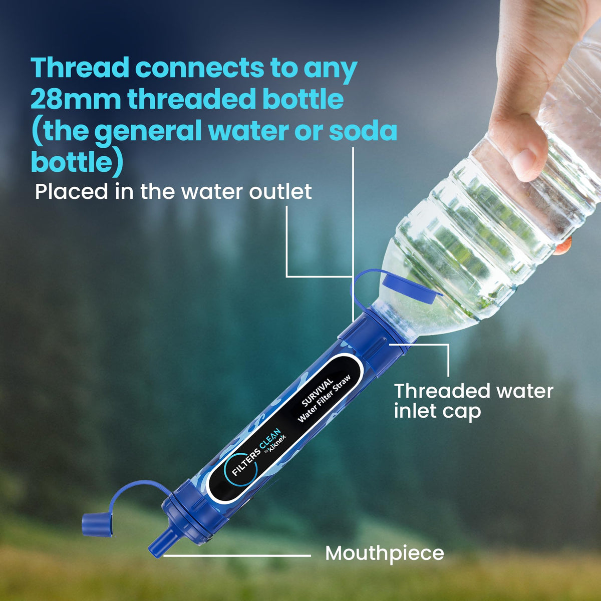 Filters-Clean Survival Water Filter Straw – 0.1 Micron Portable Personal Water Filter, 4,000L (1,056 Gallon) Capacity – Removes 99.9999% Bacteria & Protozoa – Hiking, Camping & Emergency - 2 Pack