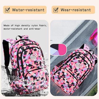 3Pcs Geometric Print Boys Backpack and Lunchbox Set for School Kids, Capacity School Backpack for Boys Elementary School