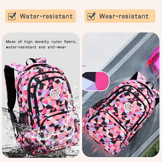3Pcs Geometric Print Boys Backpack and Lunchbox Set for School Kids, Capacity School Backpack for Boys Elementary Middle School