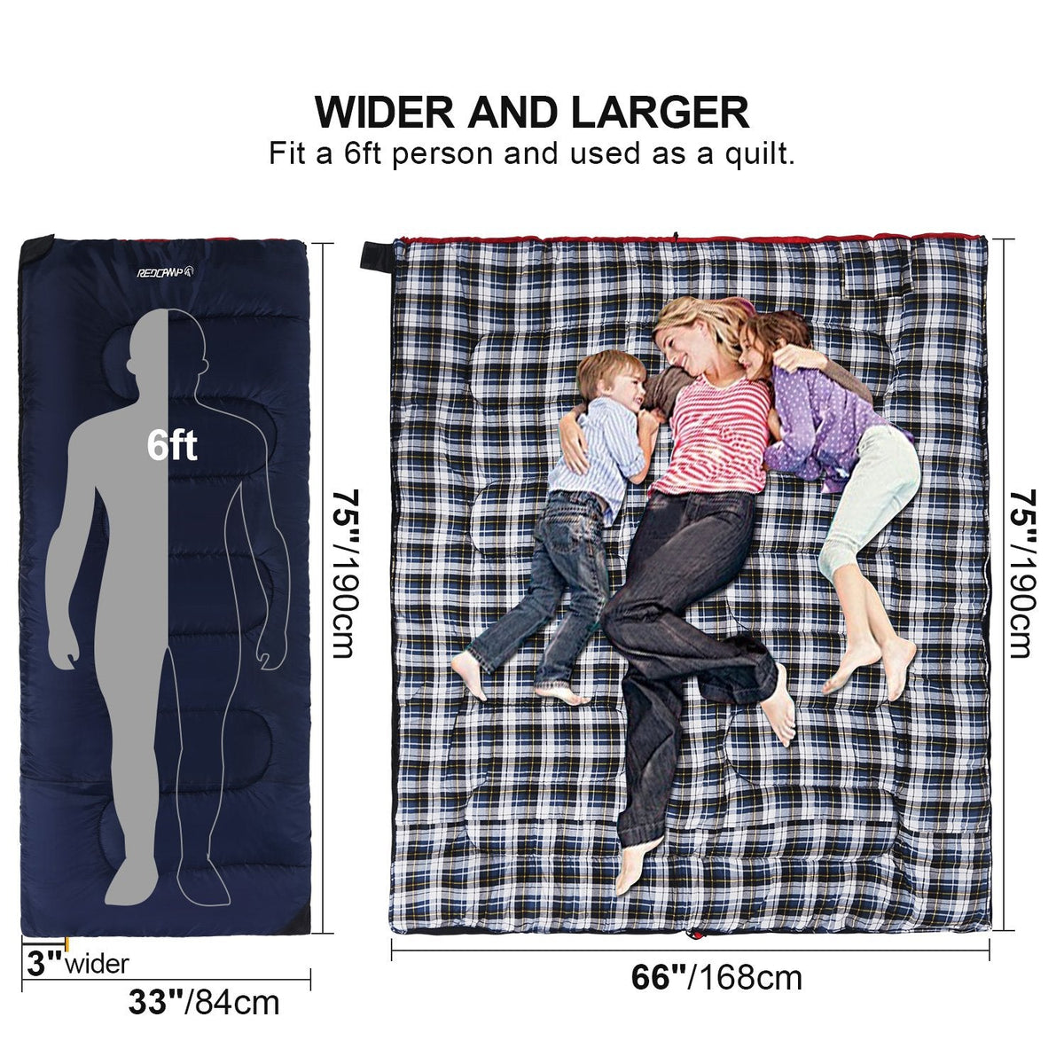 REDCAMP Sleeping Bag - 33 Inches, Navy Blue