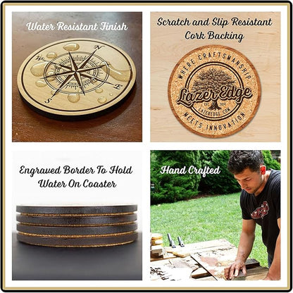 LazerEdge Arkansas Razorbacks Wooden Coaster Set - Maple Wood - Officially Licensed Product - 4-Pack