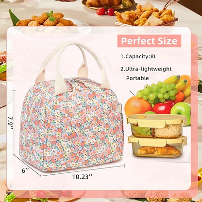 LEDAOU Lunch Box for Women Insulated Lunch Bag Corduroy Lunch Tote Bags Leakproof Cooler Lunch Case for Travel Work Picnic