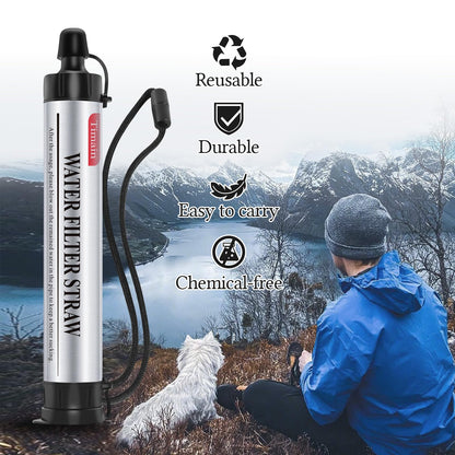 Timain 2 Pack 4-Stage Filtration, High Flow Rate Water Filter Straw, Water Purifier Survival for Emergency Kits, Travel, Camping, Hiking, Fishing, Hunting