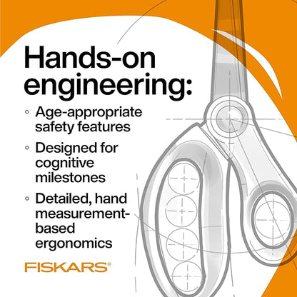 Fiskars 6" Left-Handed Big Kids Scissors for Ages 8-11, Scissors for School or Crafting, Back to School Supplies, Ombre Blue-Turquoise,(Pack of 2)
