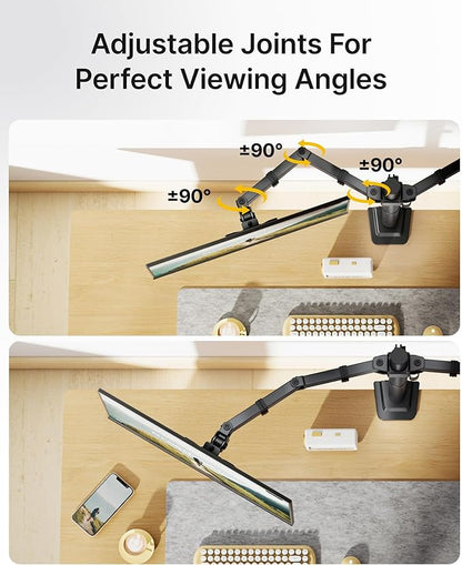 monTEK Stable Dual Monitor Stand for 17"–32” Computer Screens, Heavy-Duty Desk Mount with 22 lbs per Arm, Fully Adjustable Brackets and Arms, Clamp/Grommet Base, VESA 100×100mm Max