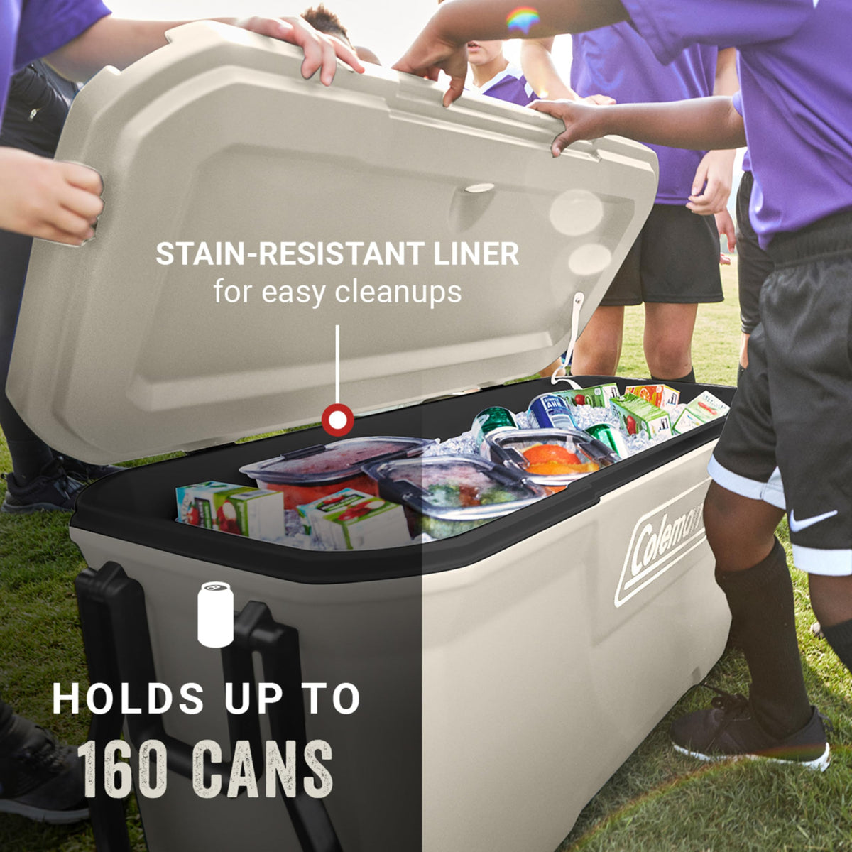 Coleman Classic Series Insulated Portable Cooler, Leak-Resistant Outdoor Hard Cooler Keeps Ice up to 5 Days, 100 Quart, Desert Sand