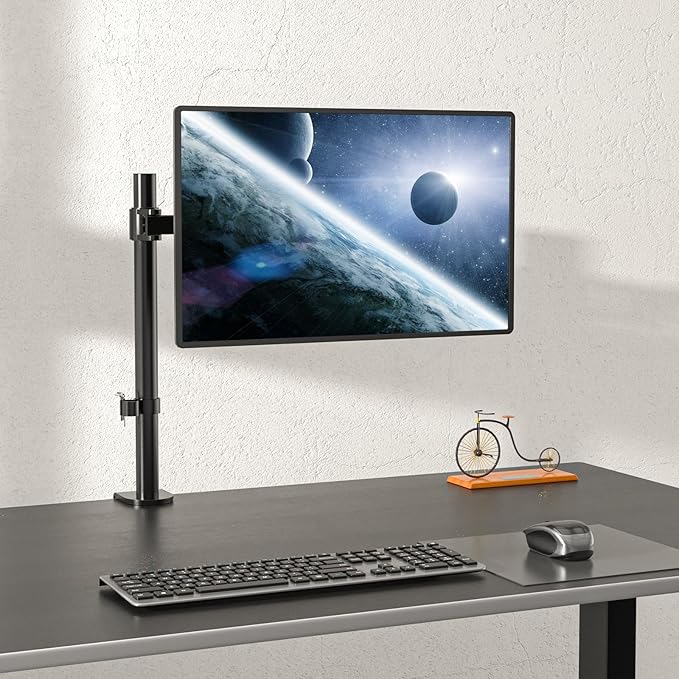 WALI Single Monitor Mount, Single Monitor Arm Desk Mount,Desk Monitors Stand, Holds Screen Up to 32inch, 22lbs, Adjustable Mount with C-CLAMP Designed for Home Office Application(M001), Black