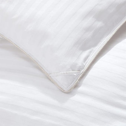 Luxurious All-Season Goose Down Feather Fiber Comforter Duvet Insert, Exquisite California King White Stripe Design, Premium Baffle Box, 100% Cotton Down Proof Fabric, 75 oz. Fill Weight
