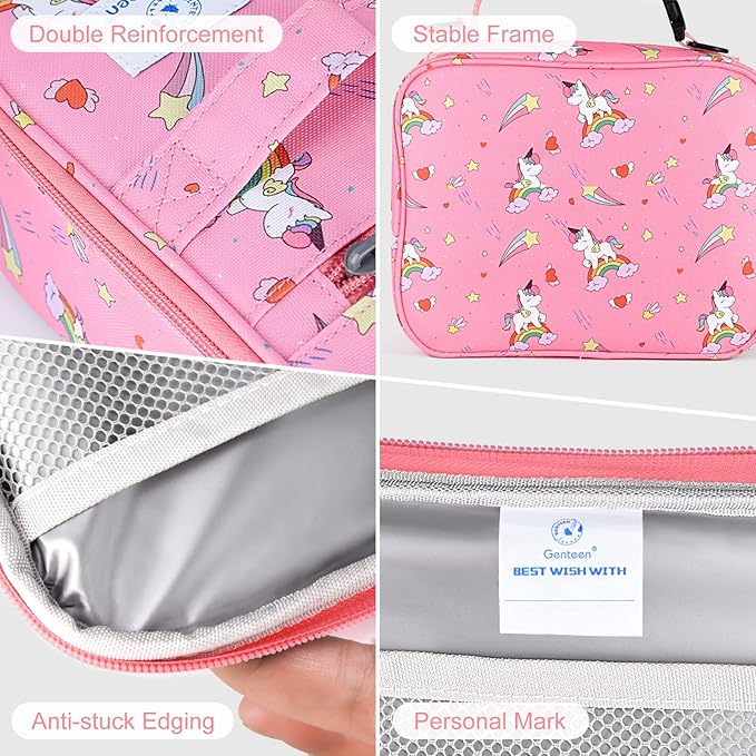 Genteen Lunch Box Kids, Prints Insulated Lunch Bag Kids Boys Girls,Soft Bag Mini Cooler Back to School Thermal Meal Tote Kit Lunch Box for School,Work,Outdoor - Star Rainbow
