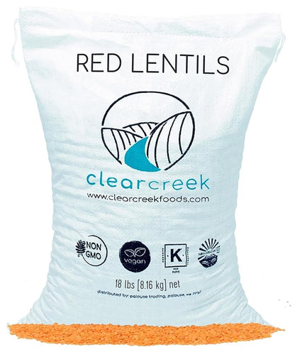 CLEAR CREEK Certified Glyphosate Residue Free Red Lentils | 18 LB | Non-GMO | Kosher | Vegan