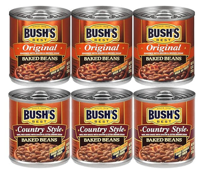 Bush's Best 3 Original Baked Beans, 3 Country Style Baked Beans, 8.3 Oz Variety Pack, 1 CT