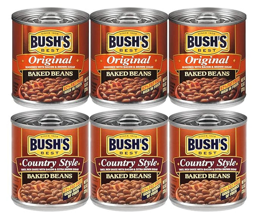 Bush's Best 3 Original Baked Beans, 3 Country Style Baked Beans, 8.3 Oz Variety Pack, 1 CT