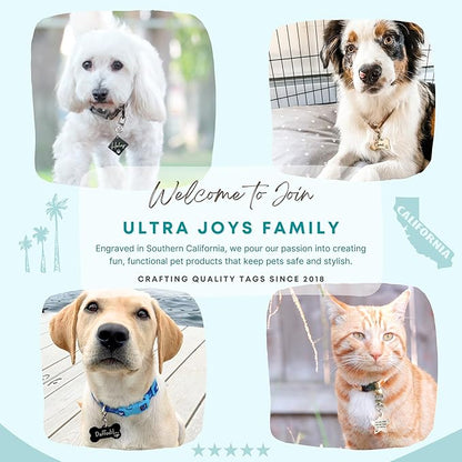 Ultra Joys Dog Tags Personalized for Pets - Hollow Paw Custom Pet ID Tag - Engraved Dog Tag for Small, Large Dogs - Large Bow Tie in Black