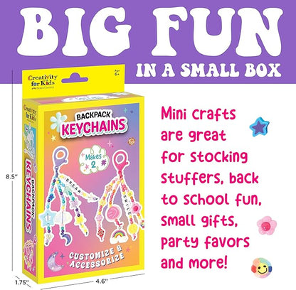 Creativity for Kids Backpack Keychains Mini Kit | Make 2 Trendy Keychains with Beads & Charms | DIY Craft Kit for Kids | Great for Travel, Parties & Gifts | Easter Basket Stuffers (Ages 6+)