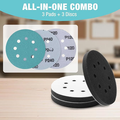 WORKPRO 150-piece 5 Inch Sanding Discs Set and 3 Foam Buffer Pads & 3 Grit Sandpaper