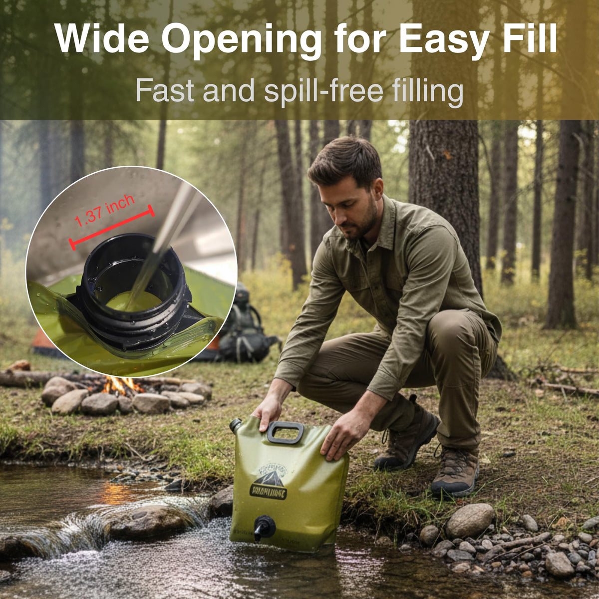 CoreMuse Camping Water Container 2 Gallon Collapsible Water Jug with Spout - Reusable Plastic Flasks, Foldable Empty Gallon Jug for Water Storage, Water Bag for Outdoor Hiking Emergency Prep (1 Pack)