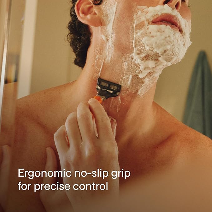Harry's Original Shaving Kit for Men - Razor Handle, 5 Razor Blade Refills, Foaming Shave Gel, and Travel Blade Cover - German Engineered - Ember