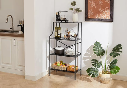 4 Tier Bookshelf, Entryway Standing Shelf Units with Storage, Small Bookcases with Open Shelves, Home Storage Shelving for Bedroom, Study, Living Room, Wood Black