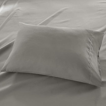 Madison Park 3M Microcell Bed Sheet Set Color Fast, Wrinkle and Stain Resistant, Soft Sheets with 16" Deep Pocket All Season, Cozy Bedding-Set, Matching Pillow Case, Cal King, Grey, 4 Piece