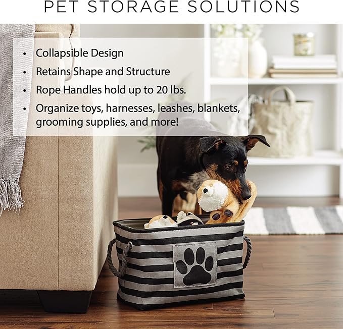 Bone Dry Pet Storage Paw and Bone, Trellis Collection, Medium Rectangle, 16x10x12, Navy