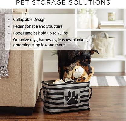 Bone Dry Pet Storage Paw and Bone, Trellis Collection, Medium Rectangle, 16x10x12, Navy