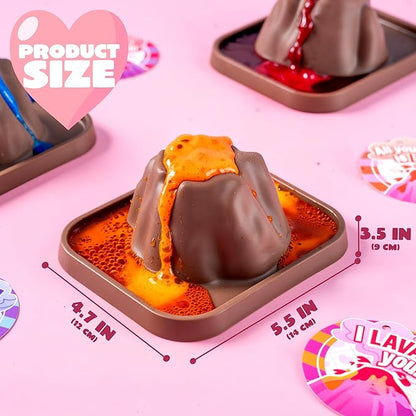 JOYIN 24 Pcs Valentines Day Volcano Science Kit with Cards, Volcano Erupting Science Experiment Toys with 4 Lava Colors, Classroom Activities for Kids Boys Girls Craft Gift Exchange Party Games