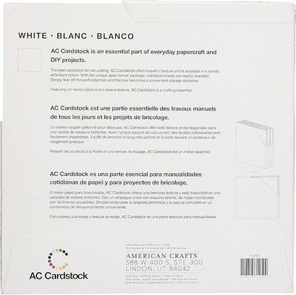 American Crafts Textured Cardstock Pack 12"X12" 60/Pkg-Solid White