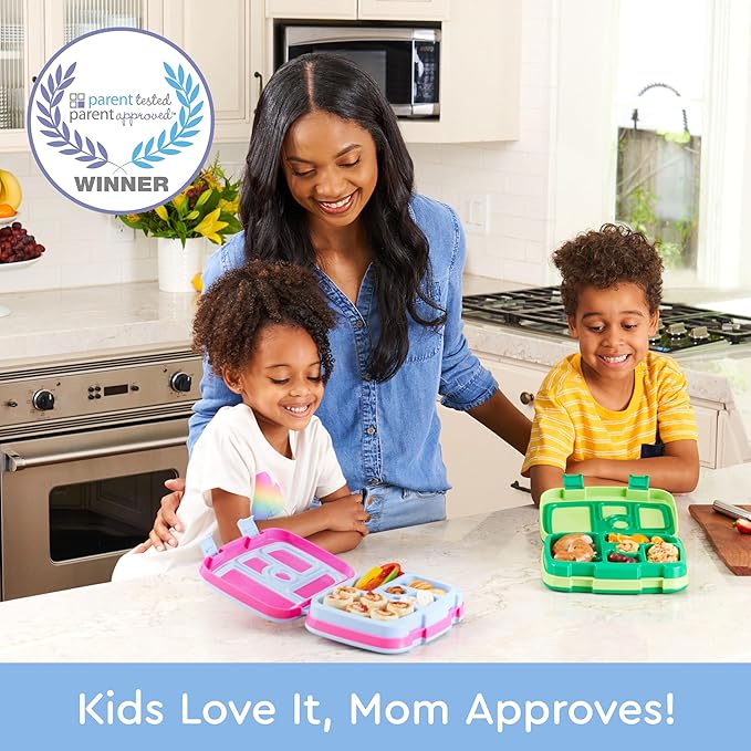 Bentgo Kids Prints Leak-Proof, 5-Compartment Bento-Style Kids Lunch Box - Ideal Portion Sizes for Ages 3-7, Durable, Drop-Proof, Dishwasher Safe, & PFAS & BPA-Free Materials (Rainbows & Butterflies)