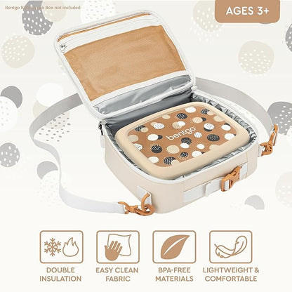 Bentgo Kids Lunch Bag (Whimsy & Wonder Collection) - Durable, Double-Insulated Lunch Bag for Kids 3+; Holds Lunch Box/Water Bottle/Snacks; Water-Resistant Fabric & Zip Pockets (Spots & Dots)