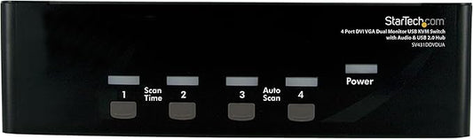 StarTech.com 4 Port DVI VGA Dual Monitor KVM Switch USB with Audio and USB 2.0 Hub, TAA (SV431DDVDUA)