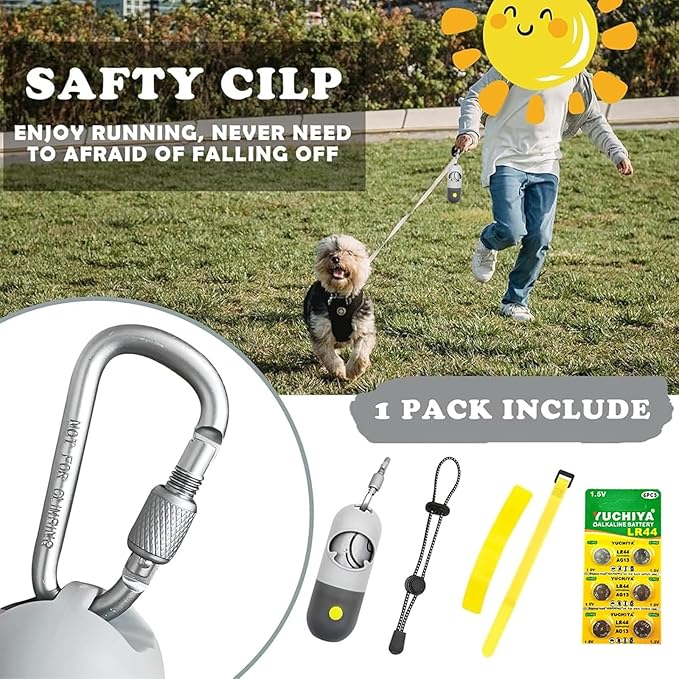 Dog Poop Bags Holder with LED Flashlight|Pet Waste Bags Dispenser for Leash|Doggie Potty Bags Container with Leak-proof Pet Trash Bags and Accessories (Light Gray, 1 Holder 15 Bags)