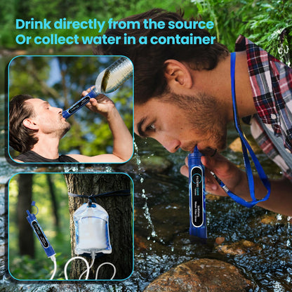 Filters-Clean Survival Water Filter Straw – 0.1 Micron Portable Personal Water Filter, 4,000L (1,056 Gallon) Capacity – Removes 99.9999% Bacteria & Protozoa – Hiking, Camping & Emergency - 2 Pack