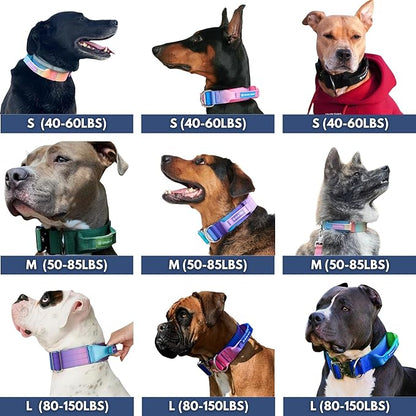 Spark Paws Tactical Dog Collar - Heavy Duty, Premium Quality, Thick and Durable for Large and Medium Dogs - Purple - L - 1.5"