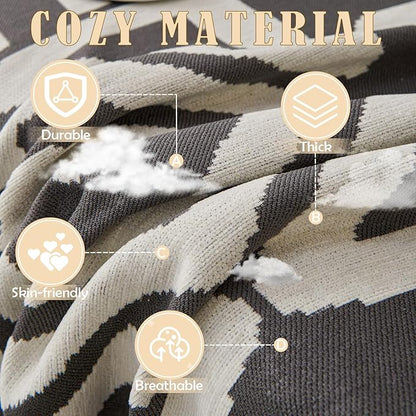 HANDONTIME Reversible Sofa Cover Boho Geometric Couch Cover for Dogs Dark Grey Couches Covers Washable Chenille Couch Covers for 3 Cushion Couch Pet Friendly Furniture Protector for Pets, 71" X71"
