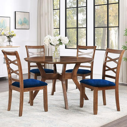 Smiry Velvet Seat Covers for Dining Room Chair Set of 2, Stretch Fit Removable Washable Chair Seat Cushion Protector Slipcovers with Ties, Federal Blue